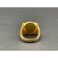 Mens 22ct Yellow Gold Round Wolf Ring