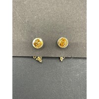 Ladies 18ct Yellow Gold Flower Design with Diamond Earrings