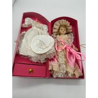 Unbranded Porcelain Doll with Dress and Hat