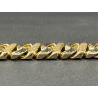 Mens 9ct Yellow Gold Diamond Cut Curb Link Bracelet