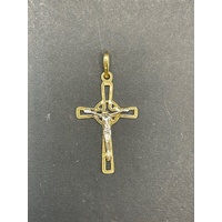 Unisex 18ct Two Tone Gold Crucifix Cross Pendant