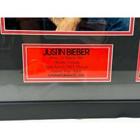 Justin Bieber Limited Edition 5/100 Signed Framed Music Memorabilia