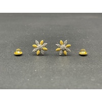 Ladies 22ct Yellow Gold Flower Stud Earrings