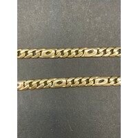 Mens 9ct Yellow Gold Birdseye and Curb Link Necklace