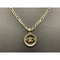 Ladies 9ct Yellow Gold Figaro Link Chain & Pendant