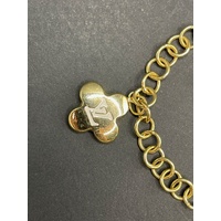 Ladies 18ct Yellow Gold Ring Link Clover Charm Bracelet