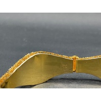 Ladies 21ct Yellow Gold Round Wavey Edge Bangle