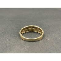 Mens 9ct Yellow Gold Diamond Ring