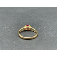 Ladies 21ct Yellow Gold Red Gemstone Ring