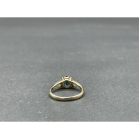 Ladies 9ct Yellow Gold Blue Gemstones and Diamonds Ring