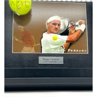 Roger Federer Signed Dunlop Tennis Ball in Print Frame Memorabilia with COA