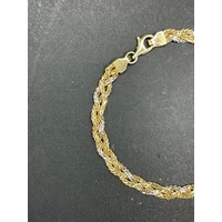 Ladies 18ct Two Tone Gold Braided Rope Link Bracelet