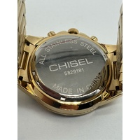 Chisel Mens Gold Tone Stainless Steel Black Dial Chronograph Watch 5829181