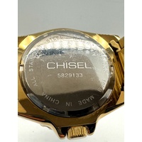 Chisel Gold-Tone Stainless Steel Black Dial 100m Quartz Mens Watch Day Date