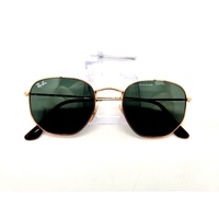 Ray-Ban RB3548N 001 51-21 Gold Hexagonal Flat Lenses Green Classic Sunglasses