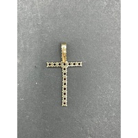 Ladies 14ct Yellow Gold Red Gemstones Cross Pendant