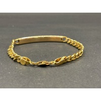 Unisex 21ct Yellow Gold Curb Link ID Bracelet