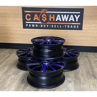 Speedy Rims Rimfire 4 x 15 Inch Sport Rims Gloss Black Electric Blue