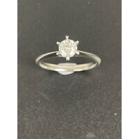 Ladies Solid 3.1g 18ct White Gold Diamond Ring Fine Jewellery Size UK O 1/2