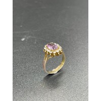 Ladies 9ct Yellow Gold Purple Gemstone Ring (Pre-Owned)