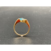 Ladies 9ct Yellow Gold Blue Gemstone Ring (Pre-Owned)