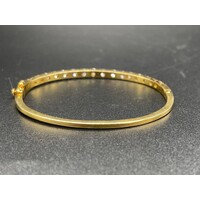 Ladies 14ct Yellow Gold Diamond Oval Bangle (Pre-Owned)