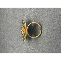 Ladies 18ct Yellow Gold Flower Design Ring (Pre-Owned)