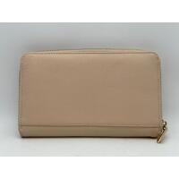 Urban Status Women’s Zip-Around Leather Wallet Pouch Beige 