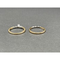 Ladies 9ct Yellow Gold Diamond Ring Wedding Set (Pre-Owned)