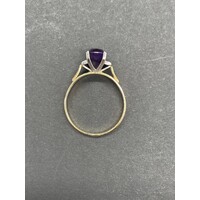 Ladies 18ct Yellow Gold Purple Gemstone Ring (Pre-Owned)