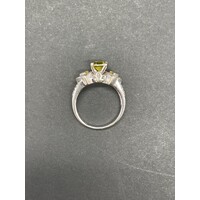 Ladies 18ct White Gold Yellow Gemstone & Diamonds Ring (Pre-Owned)