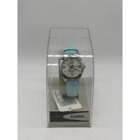 Casio Stainless Steel Case Genuine Blue Leather Band 50m WR Ladies Watch