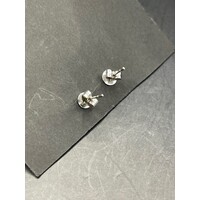 Ladies 18ct White Gold CZ Stud Earrings