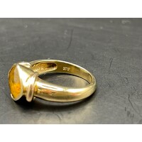 Ladies 9ct Yellow Gold Yellow Gemstone Ring