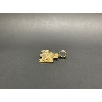 Unisex 14ct Yellow Gold 'I LOVE MY TRUCKER' Pendant