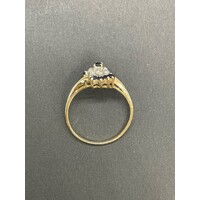 Ladies 9ct Yellow Gold Blue Gemstones and Diamonds Ring