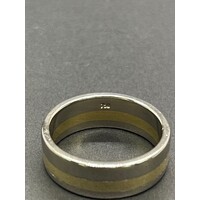 Mens 18ct Two Tone White & Yellow Gold Band Ring