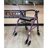 Unbranded Purple Rollator Walker with Seat and Basket Foldable Adjustable