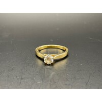 Ladies 18ct Yellow Gold Brillant Cut Solitaire Diamond Ring