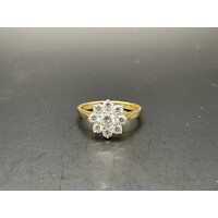 Ladies 14ct Yellow Gold Cubic Zirconia Floweret Ring