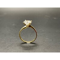 Ladies 14ct Yellow Gold Solitaire Cubic Zirconia Ring