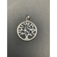 Ladies 9ct White Gold Tree Of Life Pendant