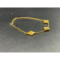 Ladies 21ct Yellow Gold Clover Charm Bracelet