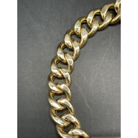 Unisex 14ct Yellow Gold Curb Link ID Bracelet