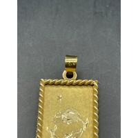 Ladies 14ct Yellow Gold Zodiac Pisces Sign Pendant