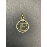 Unisex 18ct Yellow Gold Letter E Pendant