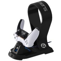 4Gamers All in One Charging Dock and Headset Stand Black for PS5