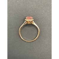 Ladies 10ct Rose Gold Morganite and Diamond Ring