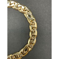 Mens 9ct Yellow Gold Anchor and Birdseye Link Bracelet