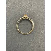 Ladies 9ct Yellow Gold Morganite and Diamond Ring